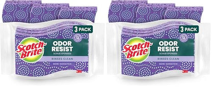 Scotch-Brite Scrub Dots Non-Scratch Scrub Sponge, Rinses Clean, for Washing Dishes and Cleaning Kitchen, 3 Scrub Sponges (Pack of 2) - size: 3 Sponges (Pack of 2)