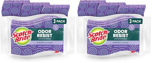 Scotch-Brite Scrub Dots Non-Scratch Scrub Sponge, Rinses Clean, for Washing Dishes and Cleaning Kitchen, 3 Scrub Sponges (Pack of 2) - size: 3 Sponges (Pack of 2)