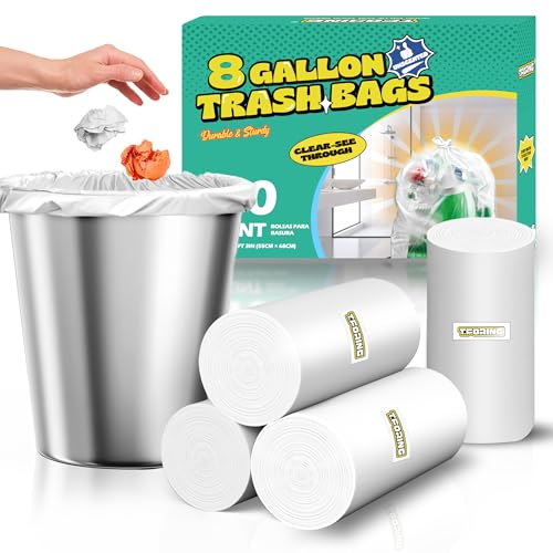 Medium 8 Gallon Trash Bags Unscented, 0.94 Mil, Clear, 120 Count | 30 Liter Garbage Bag, Plastic Waste Basket Can Liners, Thick, Leakproof, Tear Resistant, for Bathroom Office Kitchen Bulk - color: Clear-8 Gal-120