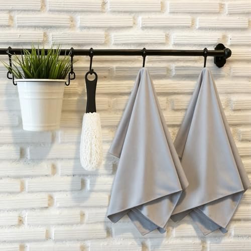 3 Pcs Wine Glass Cleaner Set Large Microfiber Polishing Cloths Wine Glass Cleaning Brush Lint-Free Drying Towels for Stemware Glassware Bar Restaurant Kitchen Supplies (Gray) - color: Gray