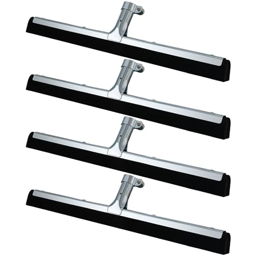 Lasnten 4 Pcs Double Foam Floor Squeegee for Concrete 18 Inch Industrial Floor Scrubber Stainless Steel Cleaning Squeegee with Rubber Heavy Duty Broom EVA Foam Blade for Garage Window Pool - size: 18 Inch