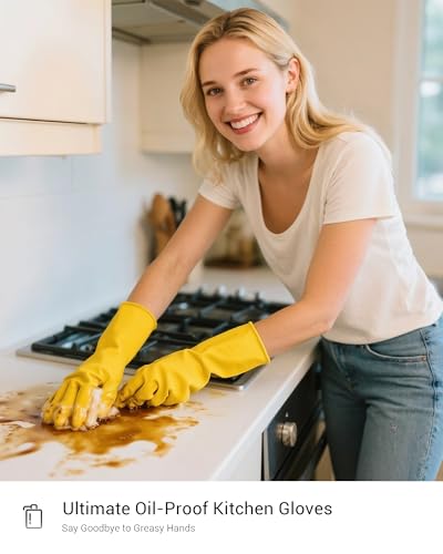 ThxToms Heavy Duty Rubber Cleaning Gloves, Reusable Dishwashing Gloves for Kitchen, Gardening, Pet Care - 20 Mil Extra Thick - color: 10 Pairs, size: Medium