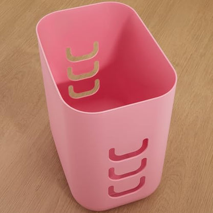 STORi Luup Bathroom Wastebasket, Secure Grocery Bags, Plastic Garbage Container for Vanity, Laundry Room, Kitchen, Office, 2.5 Gallon, Pink, Made in USA - color: Pink