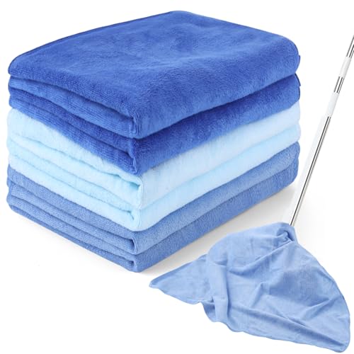6 Pack Extra Large Microfiber Cleaning Cloths 20"x30", Lint-Free Reusable Towels for Home, Glass, Windows, Office, Kitchen, Bathroom – Mixed Blue - color: Mixed Colors