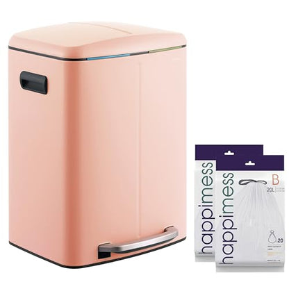 happimess HPM1005G Marco Rectangular 10.6-Gallon Double Bucket Trash Can with Soft-Close Lid, Flamingo Pink, Fingerprint Resistant, Modern, Minimalistic for Home, Kitchen, Office, Bedroom, Bathroom - color: Flamingo Pink