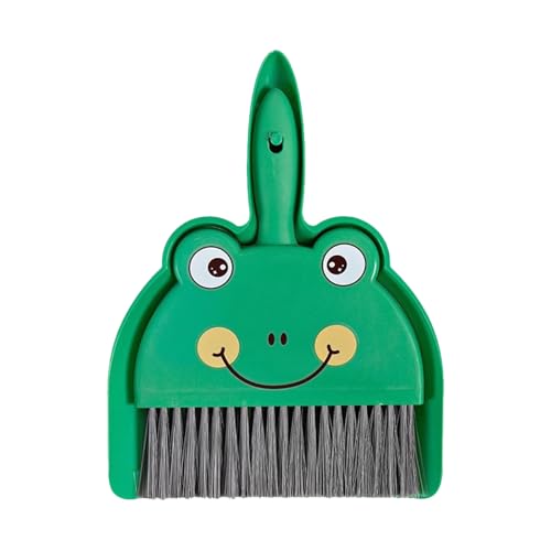 Cute Frog Mini Broom and Dustpan Set, Green Small Dust Pan and Brush Set for Tabletop Desk Keyboard Cleaning, Portable Hand Broom Dustpan for Home Office Dorm Camping