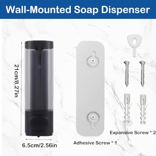 Wall Mounted Hand Soap Dispenser, 1 Chamber, 10oz/300ml Single Black Shampoo and Conditioner Dispenser, Bathroom Shower Dispenser Gel Container Dispenser and Organizer for Bathroom Kitchen Hotel - color: Black