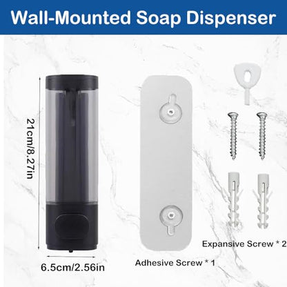 Wall Mounted Hand Soap Dispenser, 1 Chamber, 10oz/300ml Single Black Shampoo and Conditioner Dispenser, Bathroom Shower Dispenser Gel Container Dispenser and Organizer for Bathroom Kitchen Hotel - color: Black