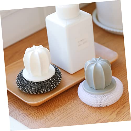 SOLUSTRE 2Pcs Wire Ball Kitchen Scrubber with Anti-slip Handle Spiral Design Dish and Pot Cleaning Brushes for Thorough Stain Removal in Home Kitchens