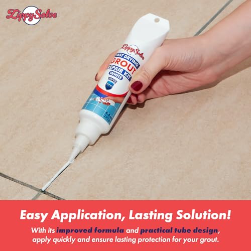 ZippySolve Tile Grout, Repair Kit, 2 Pack Grout Filler, Restore & Renew Tile Joints Line, Fast Drying Grout Paint Squeeze Tube for Bathroom Shower Kitchen Floor, Waterproof (17.6 oz, White) - style: 2xWhite