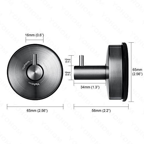 YOHOM Suction Cup Hooks - Black Stainless Steel Window and Shower Towel Hooks - Holds 2 Pcs - color: 2 Black
