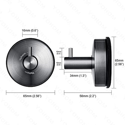 YOHOM Suction Cup Hooks - Black Stainless Steel Window and Shower Towel Hooks - Holds 2 Pcs - color: 2 Black