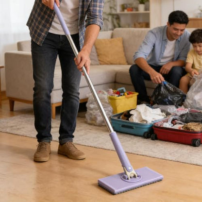 Zero S nap Grip Mini Mops, Retractable Ga p Dust Cleaner Flat Mops with 360° Rotating Head & Sweeping Cloths for Gaps & Multi- for Kitchen Bathroom Car Floor Home - color: Purple-m