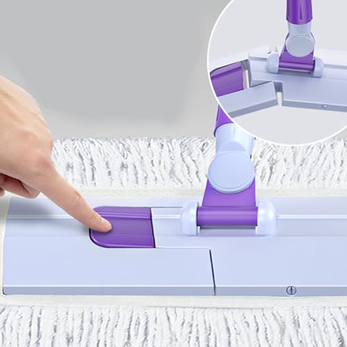 Flat Mop for Floor Cleaning, Wet and Dry Mop with Flexible Flat Head, Efficient Dust Dirt Adsorption, Telescopic Handle 33.86 - 49.21in for Home Hardwood Tile Floors