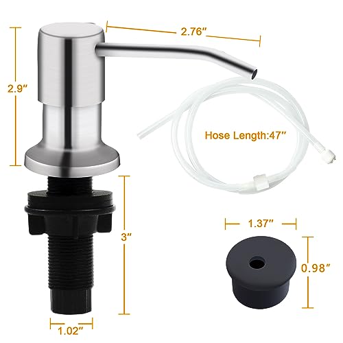 Sink Soap Dispenser, Kichen Sink Soap Dispenser, 47" Extension Tube kit, Under Sink Soap Dispenser Pump, No Need More Refills （Brushed Nickel, 2 Pack） - color: Brushed Nickel-2 Pack