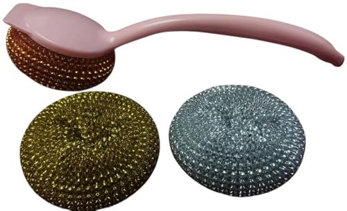 Three Piece Kitchen Scrubber Set (Pink) - color: Pink