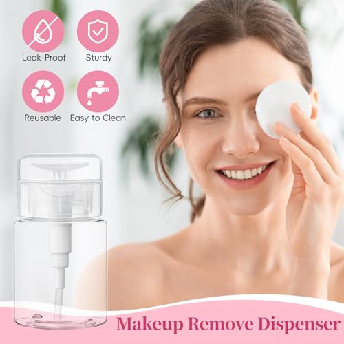 TUZAZO 3 Pack Push Down Pump Bottle Dispenser for Travel Makeup Remover, Facial Toner, Micellar Water, Alcohol, Nail Polish Remover Empty Push Top Bottles Containers 3.4oz/100ML - size: 3.4oz/100ml