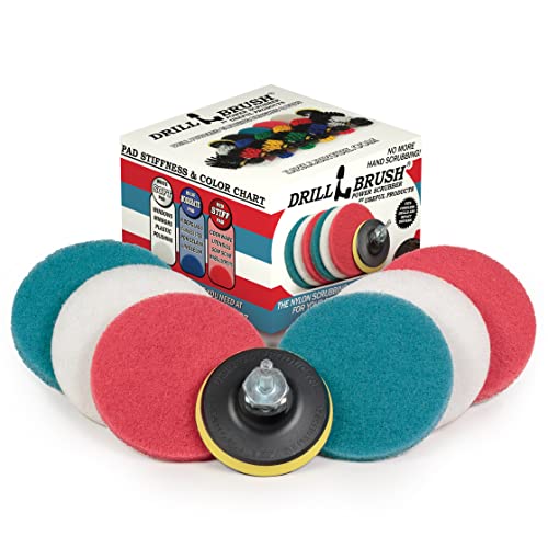 All Purpose Scrub Pads - Six Pack of Cleaning Pads - Bathroom Cleaner - Auto Detailing - Stove Top - Drill Accessories Pads for Deep Clean - Shower Scrubber - Glass Cleaner - Tub Stain Remover