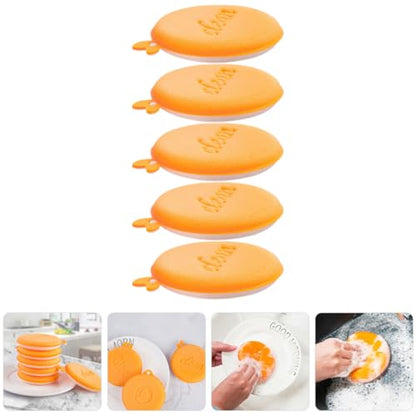 BESPORTBLE 5pcs Kitchen Cleaning Sponge Set, Dual-Sided Non-Oil Stain Dishwasher Scrub Sponges for Dishes and Pots, Compact Household Effective Cleaning Pads for Kitchen Use