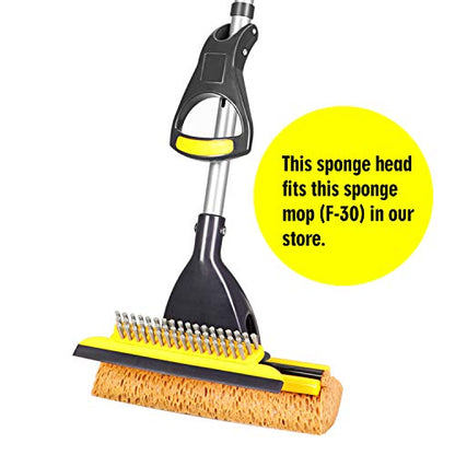 Yocada Sponge Mop Replacement Refill Head Home Commercial Use Tile Floor Bathroom Garage Cleaning Easily Dry Wringing 2 PCS - color: Refill Head