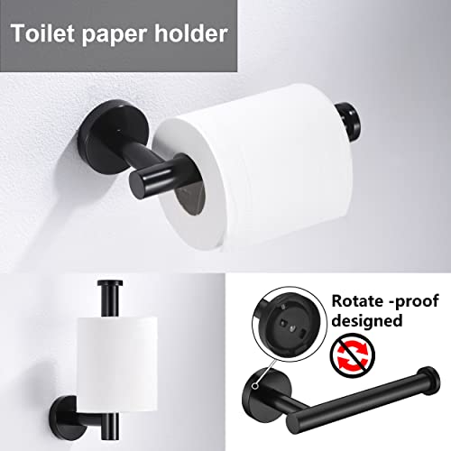 6 Pieces Matte Black Bathroom Hardware Accessories Set Hand Towel Ring 16&23.6 inch Round Towel Bar Silver Toilet Paper Holder Towel Hooks 2 Pieces SUS 304 Stainless Steel,Heavy Duty,Wall Mounted - color: Matte Black, size: 6 piece 24"