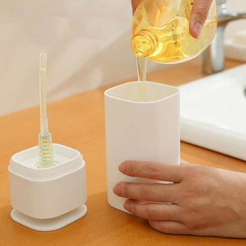 Push Down Pump Dispenser Bottle Refillable Liquid Container for Home/Travel, 2.75 x 2.75 x 7inch Leakproof Silicone Seal Design(White) - color: White