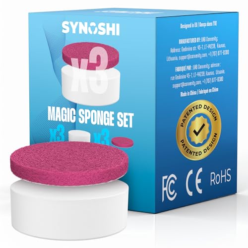 Synoshi PRO Electric Spin Scrubber Melamine Sponge for Bathroom & Shower Cleaning, Kitchen Brush Head for Power Cleaning - Set of 3 Sponges