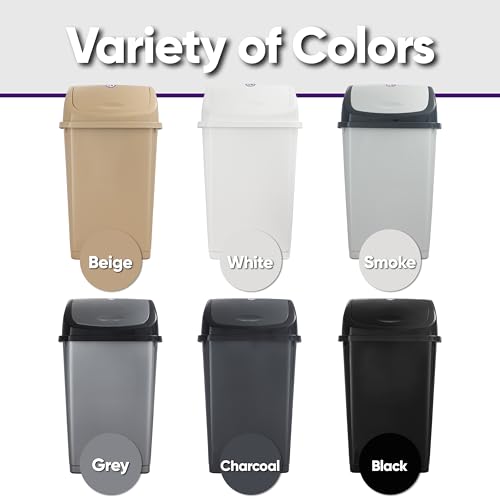 Superio Kitchen Trash Can 13 Gallon with Swing Lid, Plastic Tall Garbage Can Outdoor and Indoor, Large 52 Qt Recycle Bin and Waste Basket for Home, Office, Garage, Patio, Restaraunt (Grey/Black) - size: 13 Gallon, style: 1 Pack