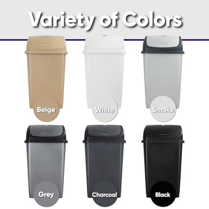 Superio Kitchen Trash Can 13 Gallon with Swing Lid, Plastic Tall Garbage Can Outdoor and Indoor, Large 52 Qt Recycle Bin and Waste Basket for Home, Office, Garage, Patio, Restaraunt (Grey/Black) - size: 13 Gallon, style: 1 Pack