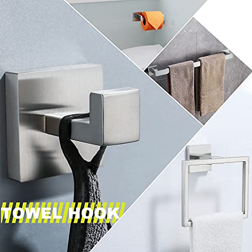 Brushed 4-Piece Bathroom Hardware Set Premium Stainless Steel Bath Towel Bar Sets Wall Mounted Bathroom Toilet Paper Holder with Shelf Set, 23.6 Inch - color: Brushed Nickel, size: 4-Pieces Set-B