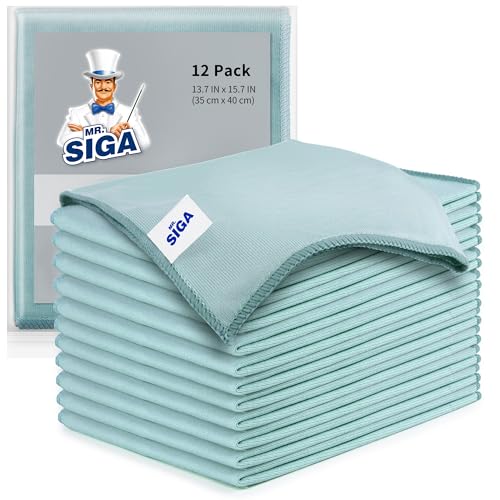 MR.SIGA Ultra Fine Microfiber Cloths for Glass, Pack of 12, 35 x 40cm 13.7" x 15.7" - size: 12 Pack-13.7 X 15.7 inch