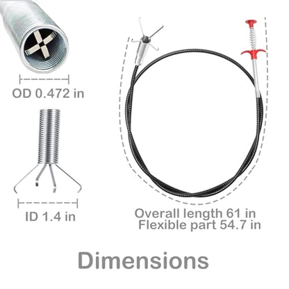 61 Inch Sink Drain Grabber, Flexible Claw Pickup Tool for Narrow Spaces, Hair and Small Item Retrieval - style: 61 in.