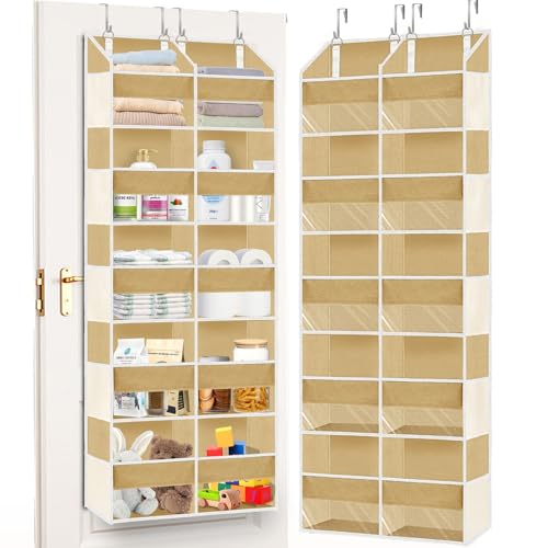 Over the Door Organizer 5 Tiers,Extra Large Behind Door Storage of 10 Compartments,80 lbs Weight Capacity Over the Door Storage, Door Hanging Organizer for Closet, Diaper Organizer (Camel) - color: Camel