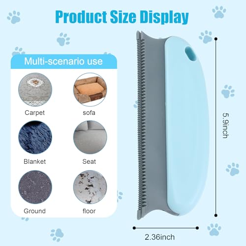 Pet Hair Remover Lint Removal Tool Loose Fur Scraper Brush for Sofa Carpet Rug Couch Fabric Furniture Clothing(Light Blue) - color: Light Blue