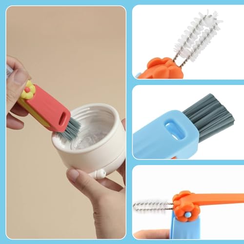 10 Pcs Bottle Brush and Lid Cleaning Brush Set, Long Water Bottle Straw Cleaner Brush for Wine Decanter Narrow Neck Bottles, Home Kitchen Crevice Brush Tools