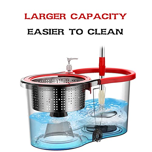 Mop and Bucket with Wringer Set 360° 3psc Microfiber Spin Mop with Bucket and Dual Mop Heads Self Wringing Spinning Mop for Office and Home Use (20QT)