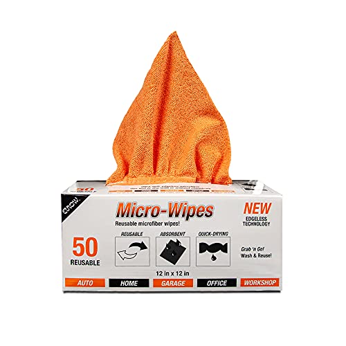 Eurow 200GSM Microfiber Cleaning and Drying Cloths with Dispenser Box, Reusable, Streak-Free, Scratch-Free, Ultra Absorbent, Edgeless for All Surface Types, 12x12in, 50-Pack, Orange - color: Orange