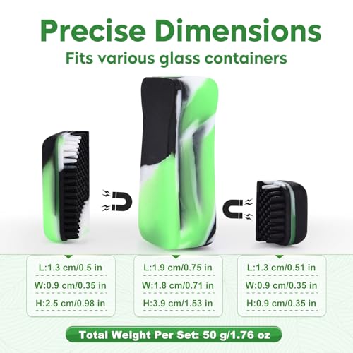 Magnetic Glass Cleaner Kit - Reusable Pipe Cleaning Tool Deep Cleans Hard-to-Reach Stains Two Silicone Brush with Handle Design Versatile for Glassware, Ceramic Surfaces, Green - color: Green