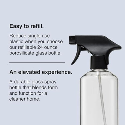 Public Goods Empty Glass Spray Bottle for Glass Cleaner | Refillable Spray Bottle for Cleaning | Made with Clear Borosilicate Glass for Windows, Mirrors | BPA Free | 24 Oz - style: Empty Glass Bottle