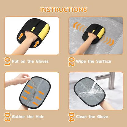 Pet Hair Remover - 2025 New Electrostatic Magic Brush Pet Hair Remover Glove, Reusable Cat & Dog Hair Remover Tool for Clothing, Couch, Furniture, Carpet, Car Seat, Cat Grooming Glove, 1 PCS - color: 1pcs-BlackYellow