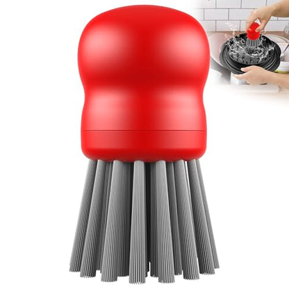 Mini Dish Brush for Cleaning Chicken Shredder, Palm Brush Dish Scrubber with Ergonomic Grip, Kitchen Brush for Washing Dishes, Pans, Pots, Sink (1, Red) - color: Red