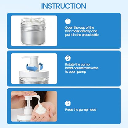 Pump Bottle Dispenser for Conditioner,17 oz Refillable Clear Lotion Jar for Shower Hand Soap Shampoo,2 Pcs Wide Mouth Plastic Empty Container for Bathroom Kitchen