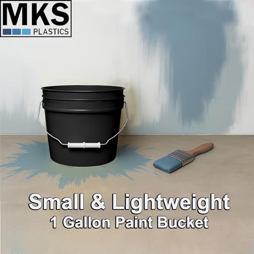 MKS Plastics 1-Gallon Bucket with Airtight Lid – Made in USA, Food Grade BPA Free Plastic, Heavy Duty Multi-Use, Metal Handle with Grip, Stackable Storage – Black, 3 Pack - color: 1 Gallon - Black, size: 3
