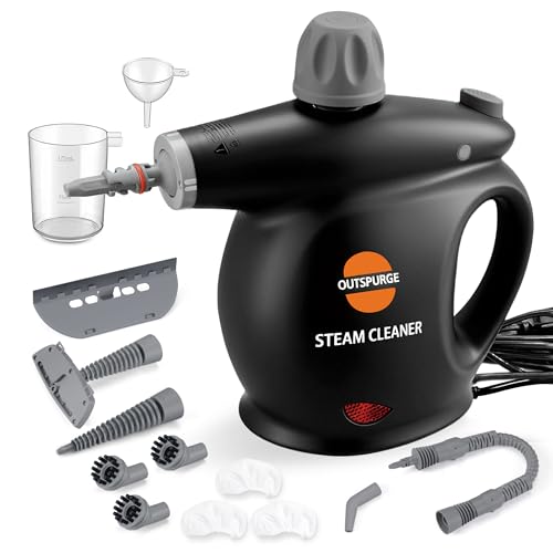 Handheld Steam Cleaner, Pressurized Multi-Surface Steam Shot with 13 Accessories, Safety Lock, Steamer for Cleaning Floor, Upholstery, Grout, Windows, Couch and Car (Black) - color: Black