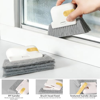 Window Track Cleaner Brush 2Pcs- 2In1 Window Sill Track Cleaner Tool, Crevice Cleaning Tool for Sliding Door Blinds Windows (Yellow) - color: Yellow