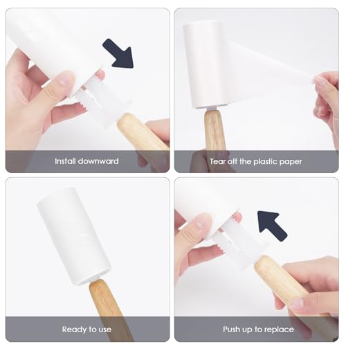 Adorila 2 Pack Lint Rollers for Pet Hair, 240 Sheets Pet Hair Remover for Clothes, Portable Lint Remover Brush with Wooden Handle