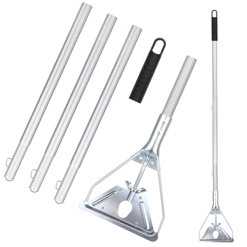 Mop Handle Commercial Heavy Duty - 57 Inch Industrial Metal Clamp Mop Stick Replacement for Floor Cleaning - Professional Mops Head Replacement Holder - color: Black 1 - Metal Clamp