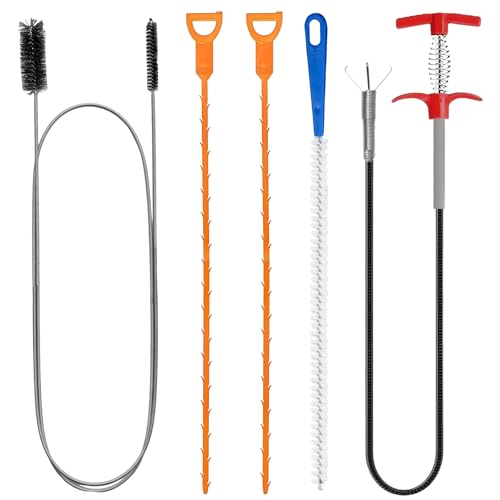 5 Pcs Hair Drain Clog Remover Tool,Hair snake Tool Opener，Flexible Pipe Clog Remover Tool for Toilet, Kitchen Sink, Bathroom Tub, Shower, Sewer