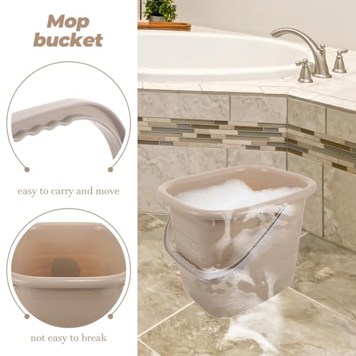 GANAZONO Multipurpose Plastic Cleaning Bucket with Handle 11L Rectangular Household Water Storage Soaking Tub for Mopping and Bathing in Khaki