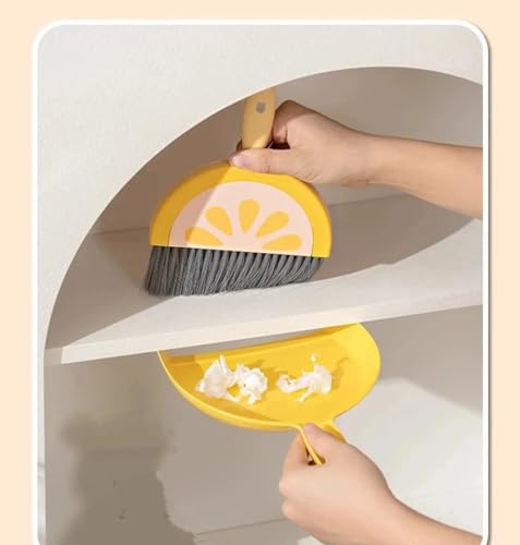 Mini Desk Broom and Dustpan Set High Density Bristle Small Handheld Desktop Cleaning Brush Compact Snap On Space Saving Tool for Desks Keyboards Office Car Interiors Small Spaces - color: Green Watermelon
